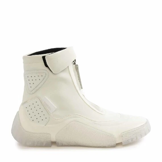 Women's white ZEST technical fabric boots with see-through sole