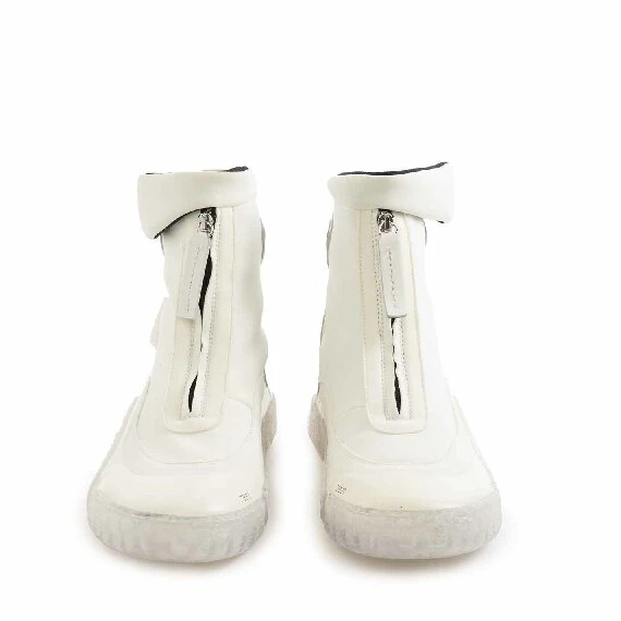 Women's white ZEST technical fabric boots with see-through sole