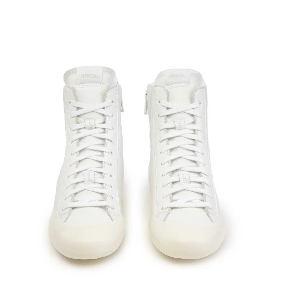 Men's all-white leather ankle boots