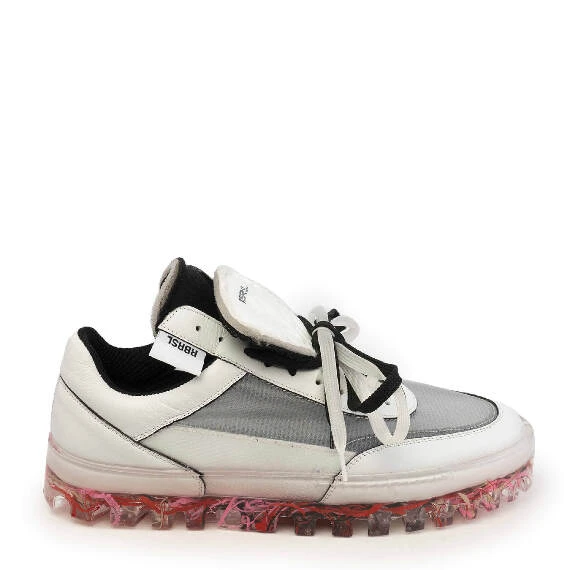 Men’s Bold white leather and technical fabric sneakers