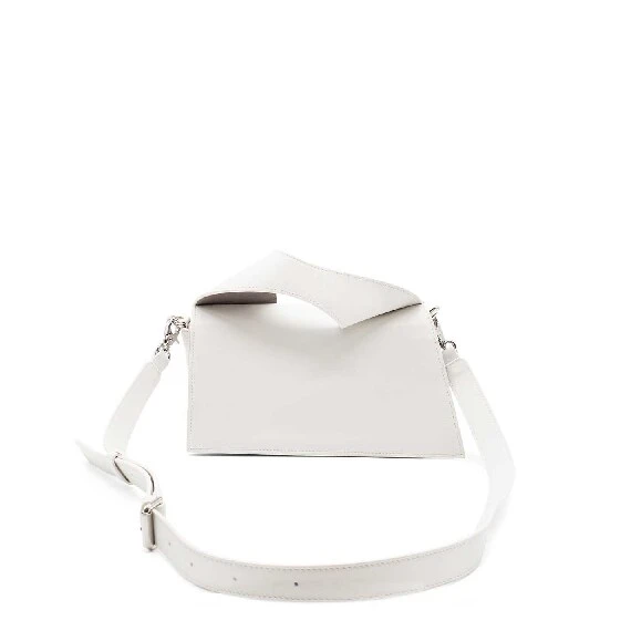 Elena<br />Asymmetric milk-white/dove-grey mini bag