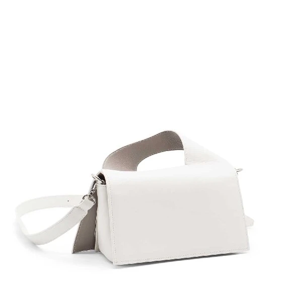 Elena<br />Asymmetric milk-white/dove-grey mini bag