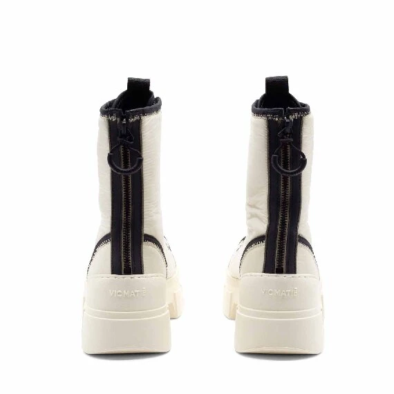Roccia ivory/black combat boots