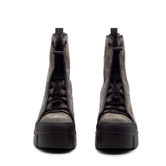Roccia dove-grey/black split leather combat boots