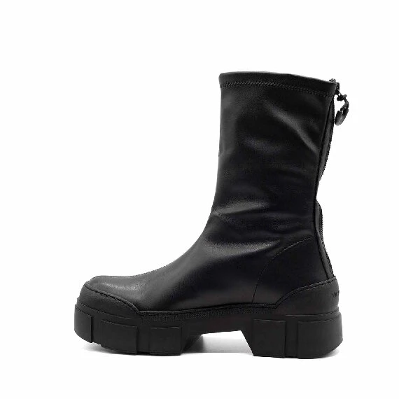 Roccia black stretchy faux leather ankle boots