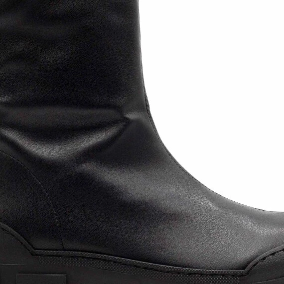 Roccia black stretchy faux leather ankle boots
