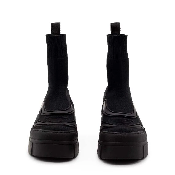 Roccia black knit ankle boots
