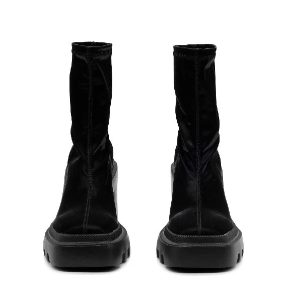 Gear Heel black ankle boots in wet-effect technical satin 