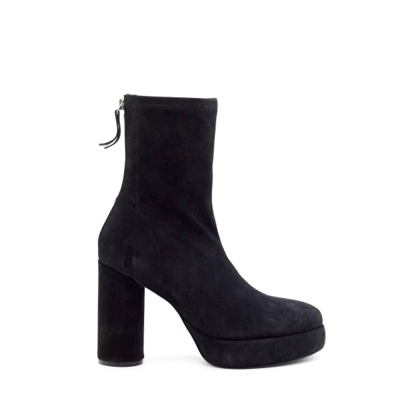 Ducky black stretchy split leather ankle boots