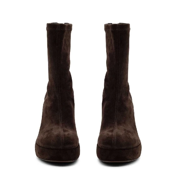 Ducky dark brown stretchy split leather ankle boots