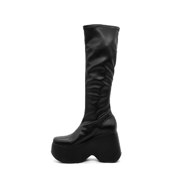 Yoko minimalist black faux leather boots