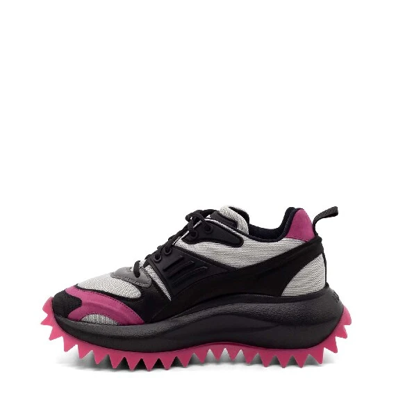 Black/fuchsia/grey running shoes