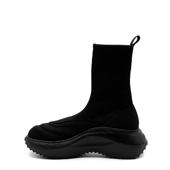 Knit black ankle boots