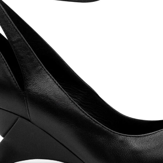 Black Chanel Swan shoes with strap