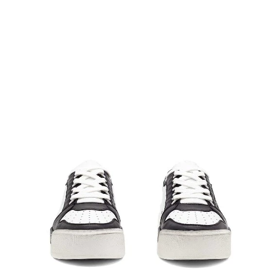 White/black low-top box-sole sneakers