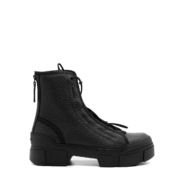 Men's Roccia black leather combat boots with zip