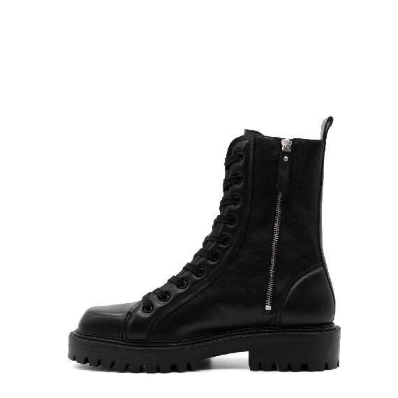 Black lug-sole combat boots