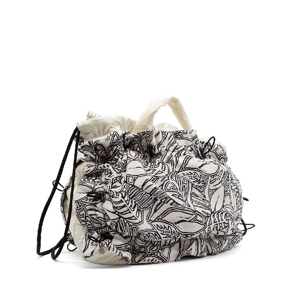 Penny<br />White/black shopper bag with drawstring