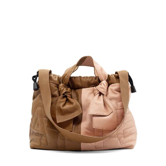 Penelope medium<br />Two-tone pink/tobacco-brown midi shopper bag