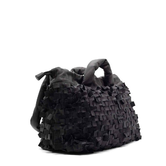 Penelope Small<br />Black midi shopper bag with fringe detail