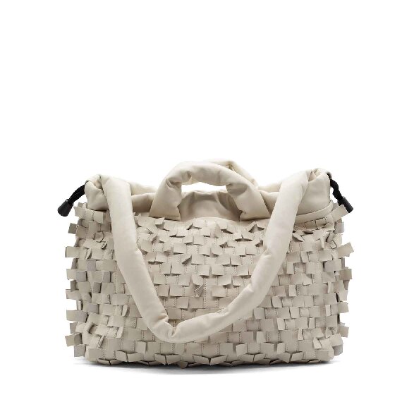 Penelope Small<br />Ivory-white midi shopper bag with fringe detail