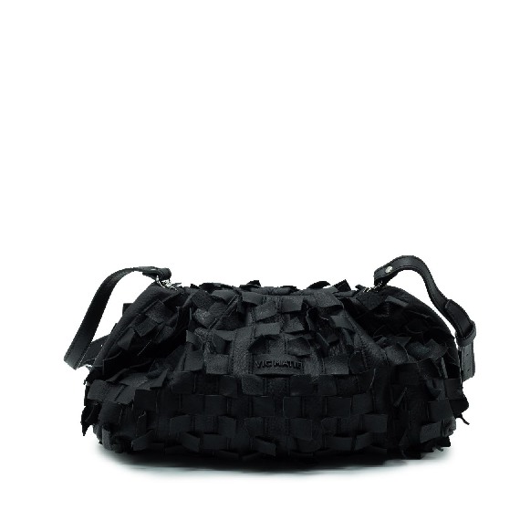 Sara<br />Black crossbody bag with fringe detail