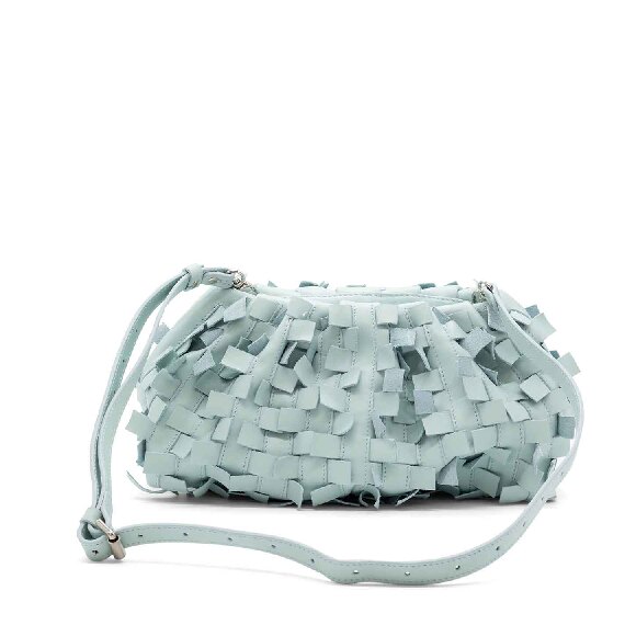Sara<br />Aquamarine crossbody bag with fringe detail