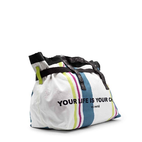 Morgana<br />white/lime technical shopper bag