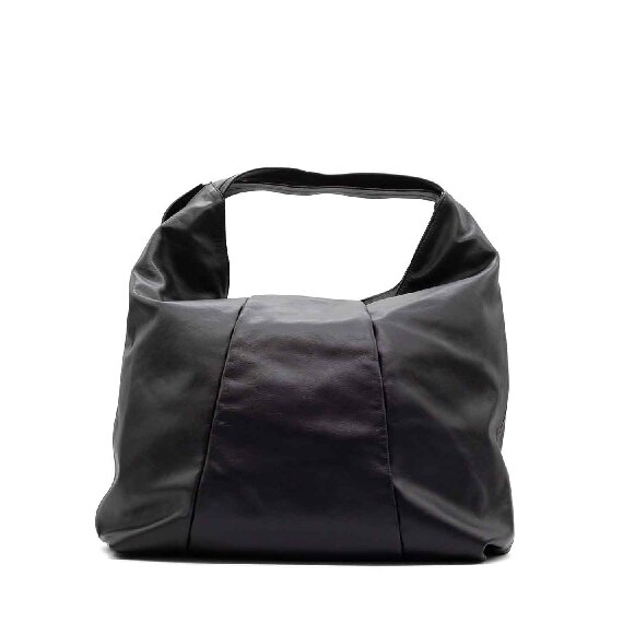 Angela<br /> large black shopper bag with pleating