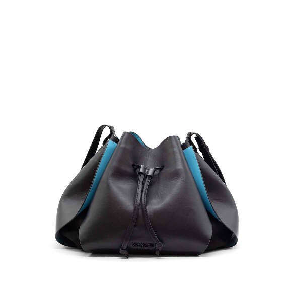 Ginevra<br /> black/sky-blue panel bucket bag
