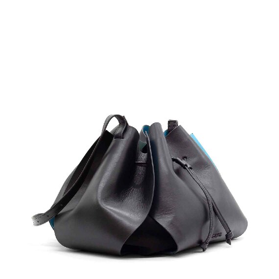 Ginevra<br /> black/sky-blue panel bucket bag