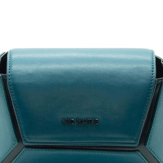 Sofia Small<br /> Petrol Blue/Black Small Shoulder Bag with 3D Hexagon Pattern