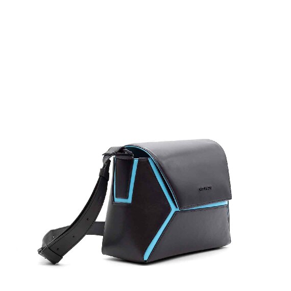 Sofia big<br /> borsa esagono 3d nera/sky blue