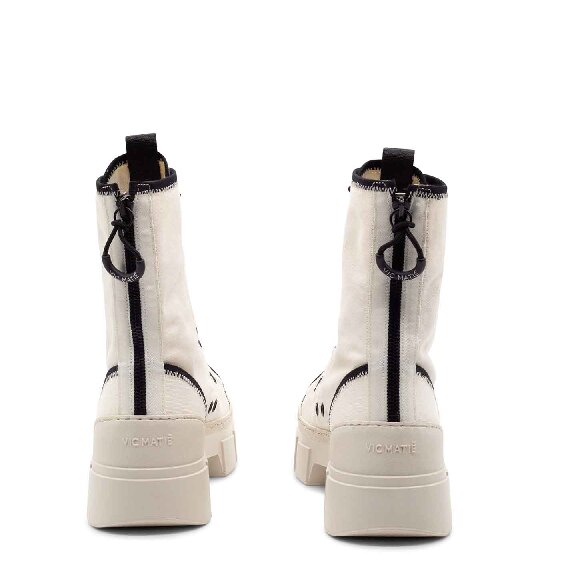 Roccia unlined cream cotton combat boots