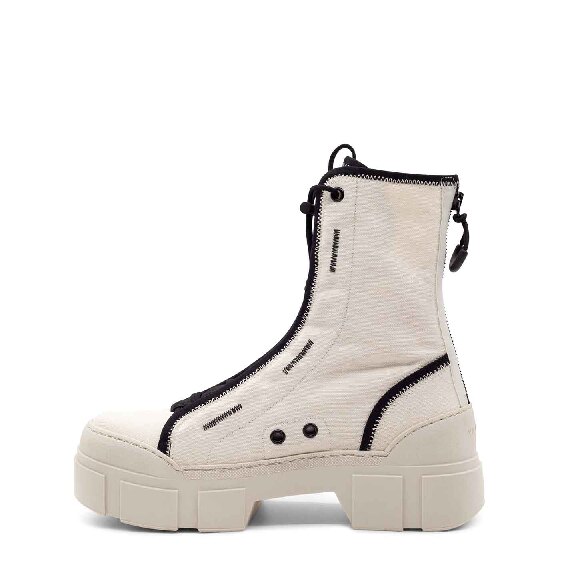Roccia unlined cream cotton combat boots
