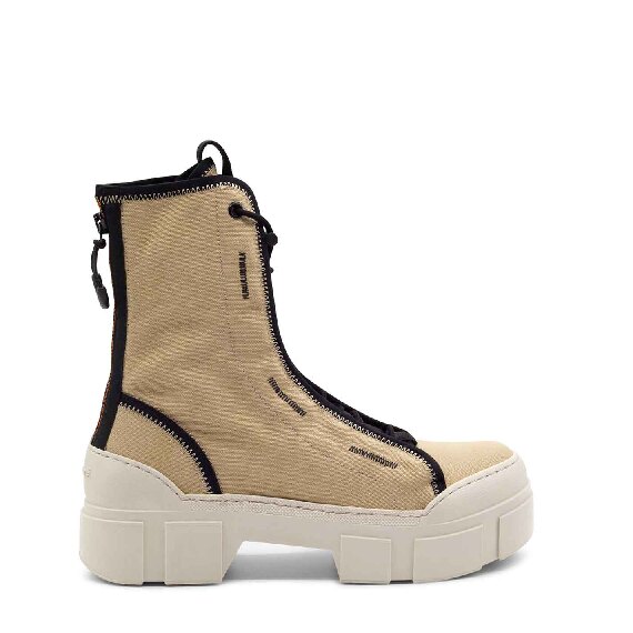 Roccia unlined sand-yellow cotton combat boots