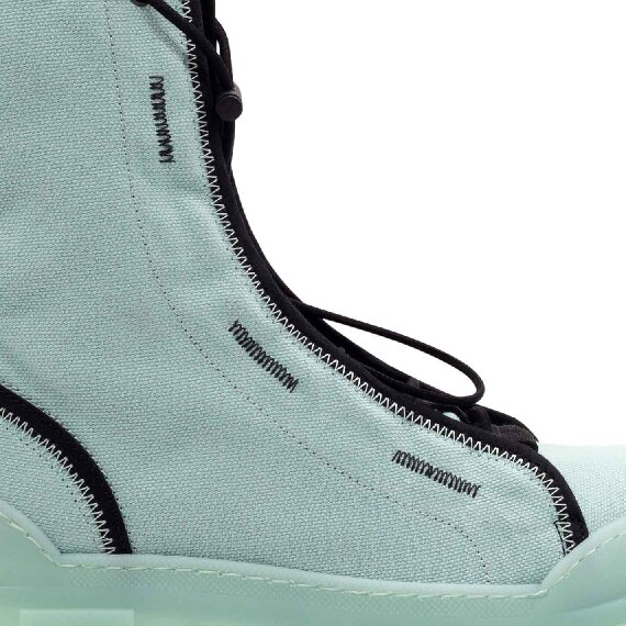 Roccia unlined aquamarine cotton combat boots