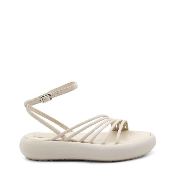 Donut sandals in soft ivory-white nappa calfskin