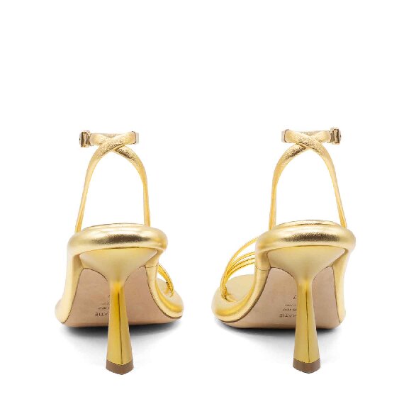 Dosh strappy sandals in laminated gold nappa