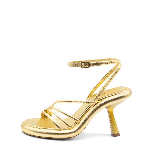 Dosh strappy sandals in laminated gold nappa