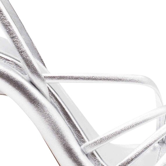 Dosh strappy sandals in laminated silver nappa