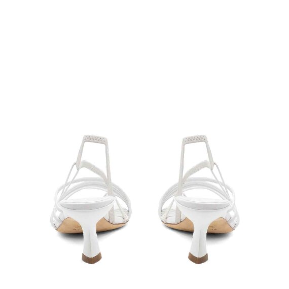 Asymmetric slash sandals in soft white nappa