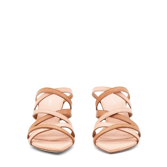 Slash criss-cross slip-on sandals in biscuit/pink leather