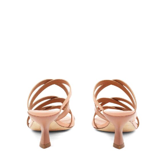 Slash criss-cross slip-on sandals in biscuit/pink leather