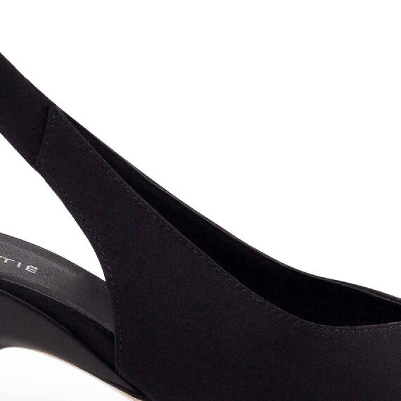 Chanel slash black satin ribbon sandals