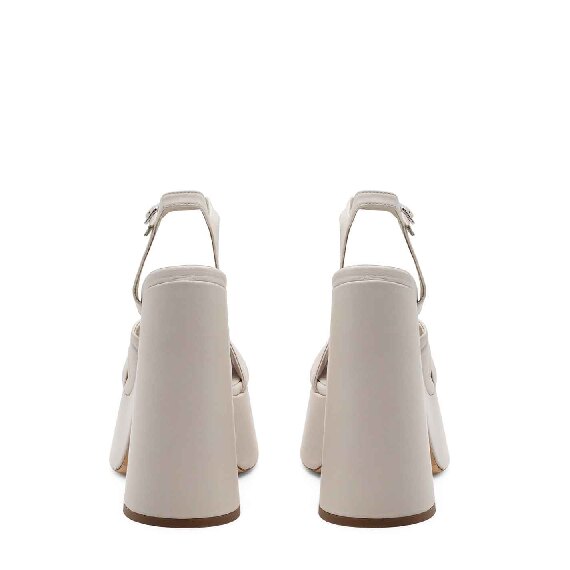 Flared sash sandals in soft ice-white nappa