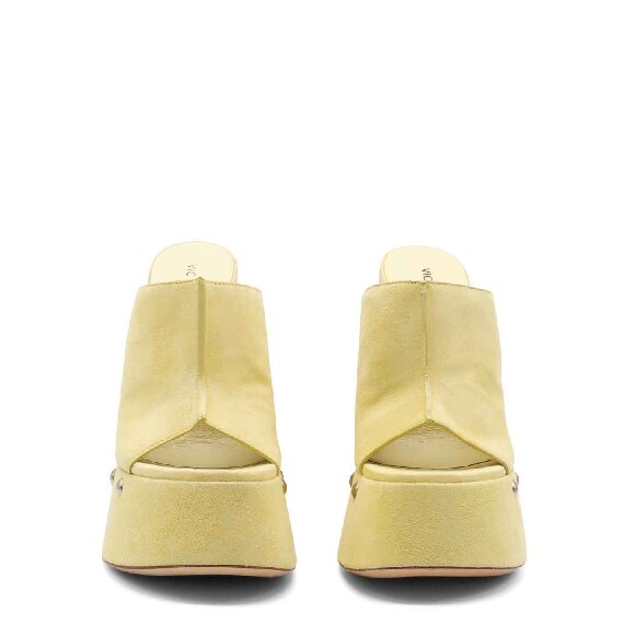 Maxi flared slip-ons in pastel suede