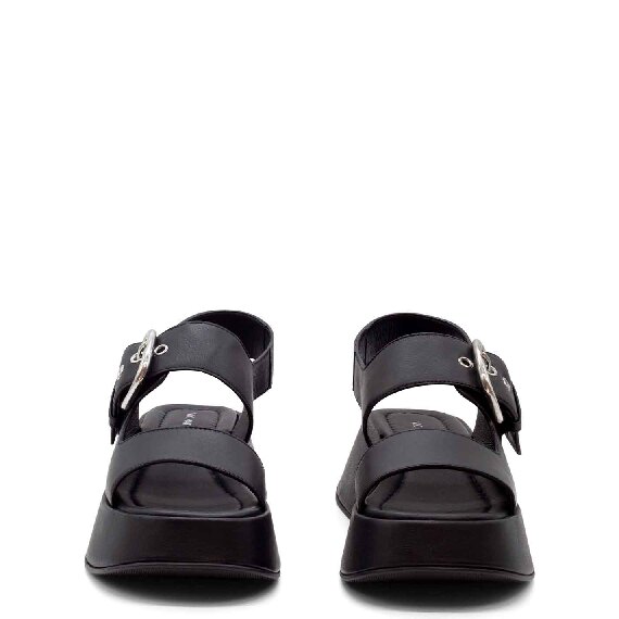 Mini Yoko band sandals in soft black nappa calfskin