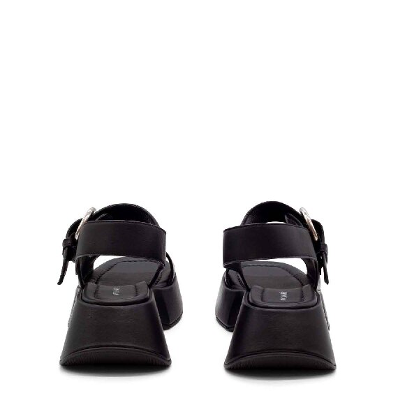 Mini Yoko band sandals in soft black nappa calfskin