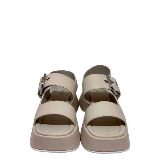 Mini Yoko band sandals in soft ivory-white nappa calfskin